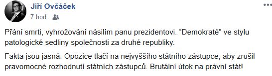 Jiří Ovčáček hájí prezidenta Miloše Zemana